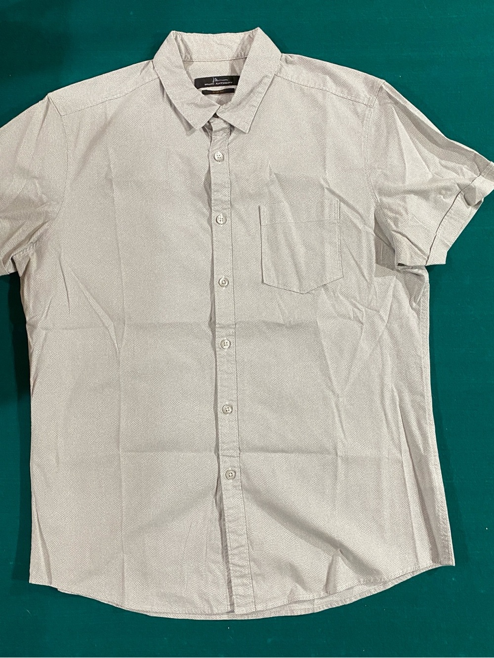 Marc Anthony Light Gray Short Sleeve Button-Down with Chest Pocket